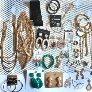 Huge 36 piece Jewelry Lot Alex and Ani Baublebar Amrita Singh Etsy Steve Madden
